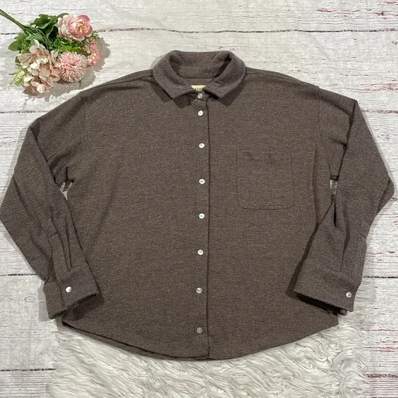 Donni Brushed Sweater Button Down Cho Brown Shirt Jacket Shacket - Picture 2 of 13